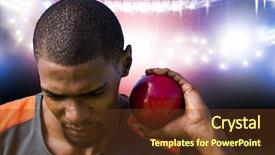  Presentation with african american talent show - Theme having sportsman practising shot put background and a tawny brown colored foreground