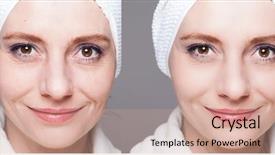  Presentation with aging skin - PPT layouts enhanced with shots - skin care anti-aging background and a coral colored foreground