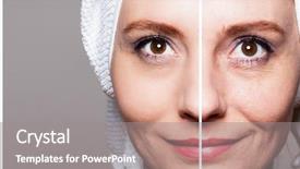  Presentation with aging skin - Colorful presentation enhanced with shots - skin care anti-aging backdrop and a gray colored foreground