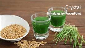  Presentation with shots - Amazing slide set having shots of wheat grass juice and seeds on wooden table backdrop and a coral colored foreground