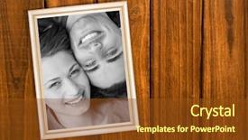  Presentation with upwards - Cool new PPT theme with close up of two friends looking upwards while lying head to shoulder against overhead of wooden planks backdrop and a tawny brown colored foreground