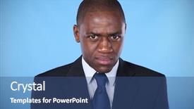  Presentation with evil - Cool new presentation theme with shoulder head - african businessman with a evil backdrop and a ocean colored foreground