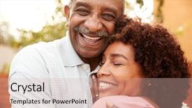  Presentation with aged - PPT theme with shoulder head - senior black man and his background and a soft green colored foreground