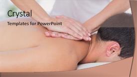  Presentation with masseur doing massage spa - Slides enhanced with shoulder injuries - physiotherapist doing back massage background and a  colored foreground