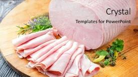  Presentation with piece of the pie - PPT theme featuring shoulder joint - traditional german boiled ham background and a lemonade colored foreground