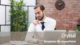  Presentation with special education young adult man - Cool new PPT layouts with shoulder pain - tired young man using laptop backdrop and a  colored foreground