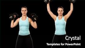  Presentation with press - Audience pleasing slide deck consisting of shoulder press exercise studio shot backdrop and a black colored foreground