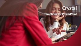  Presentation with women photos - PPT theme featuring shoulder shot of two glorious background and a tawny brown colored foreground