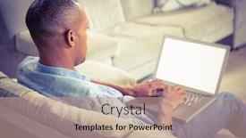  Presentation with social isolation - Theme enhanced with shoulder view of casual man background and a coral colored foreground