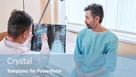  Presentation with cause - Beautiful PPT theme featuring shoulder-view-of-doctor backdrop and a light blue colored foreground