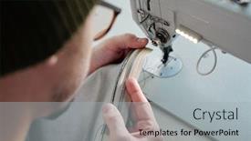  Presentation with sewing machine - Cool new slide set with shoulder-view-of-hipster-craftsman backdrop and a light gray colored foreground