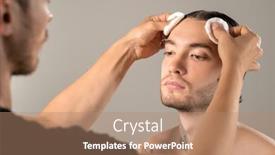  Presentation with makeup artist - Cool new slide deck with shoulder-view-of-makeup-artist backdrop and a coral colored foreground