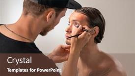  Presentation with actor - Theme featuring shoulder-view-of-mua-artist background and a tawny brown colored foreground