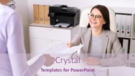  Presentation with social worker - PPT layouts featuring shoulder-view-of-senior-lady background and a lemonade colored foreground