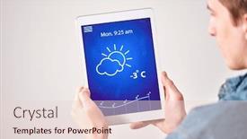  Presentation with forecast - Presentation featuring shoulder-view-of-young-man background and a lemonade colored foreground