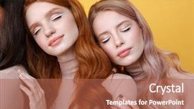  Presentation with eyes - Amazing PPT layouts having shoulders isolated over yellow background backdrop and a red colored foreground