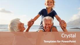  Presentation with grandparents - Slide set consisting of shoulders on walk along beach background and a coral colored foreground