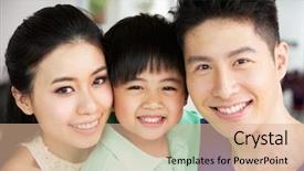  Presentation with food dimsum chinese in china - Colorful theme enhanced with shoulders portrait of chinese family backdrop and a coral colored foreground