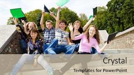  Presentation with teens - Slide deck featuring shout child - happy excited teens background and a soft green colored foreground