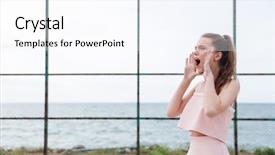  Presentation with cute - Amazing slide deck having shouting and calling for somebody backdrop and a  colored foreground