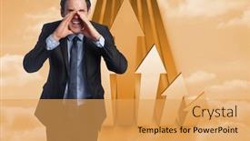  Presentation with orange arrows - Theme featuring shouting businessman against arrows in the sky in orange background and a yellow colored foreground