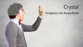  Presentation with tie - Beautiful slide set featuring furiously at his mobile phone backdrop and a light gray colored foreground