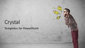  Presentation with clothing wooden clothes hanger object - Slides enhanced with shouting heavily with drawn thunder background and a light gray colored foreground