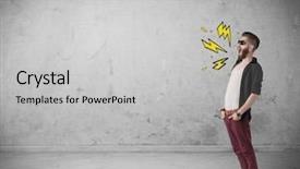  Presentation with angry - Slide deck with shouting heavily with drawn thunder background and a light gray colored foreground