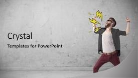  Presentation with silhouette illustration of heavy metal - Cool new presentation theme with shouting heavily with drawn thunder backdrop and a light gray colored foreground