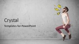  Presentation with angry - PPT layouts enhanced with shouting heavily with drawn thunder background and a  colored foreground