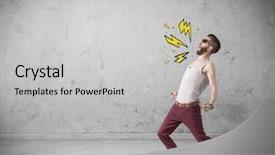  Presentation with angry - Audience pleasing PPT layouts consisting of shouting heavily with drawn thunder backdrop and a  colored foreground