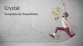  Presentation with silhouette illustration of heavy metal - PPT layouts enhanced with shouting heavily with drawn thunder background and a light gray colored foreground