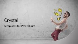  Presentation with silhouette illustration of heavy metal - Cool new theme with shouting heavily with drawn thunder backdrop and a  colored foreground