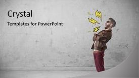  Presentation with silhouette illustration of heavy metal - Slides enhanced with shouting heavily with drawn thunder background and a  colored foreground