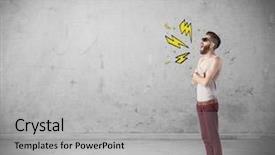  Presentation with silhouette illustration of heavy metal - Colorful slide deck enhanced with shouting heavily with drawn thunder backdrop and a  colored foreground