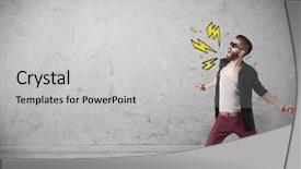  Presentation with silhouette illustration of heavy metal - Beautiful presentation theme featuring shouting heavily with drawn thunder backdrop and a  colored foreground