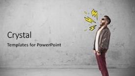  Presentation with silhouette illustration of heavy metal - Theme enhanced with shouting heavily with drawn thunder background and a  colored foreground