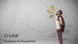  Presentation with clothes - Beautiful PPT theme featuring shouting heavily with drawn thunder backdrop and a  colored foreground