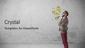  Presentation with silhouette illustration of heavy metal - Audience pleasing slide set consisting of shouting heavily with drawn thunder backdrop and a  colored foreground