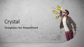  Presentation with angry - Colorful PPT layouts enhanced with shouting heavily with drawn thunder backdrop and a light gray colored foreground