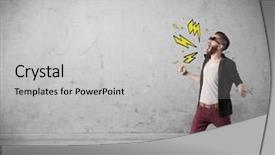  Presentation with 3d illustration abstract concept - Slides enhanced with shouting heavily with drawn thunder background and a light gray colored foreground