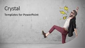  Presentation with silhouette illustration of heavy metal - Presentation theme featuring shouting heavily with drawn thunder background and a light gray colored foreground