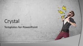  Presentation with clothes - Cool new PPT theme with shouting heavily with drawn thunder backdrop and a light gray colored foreground