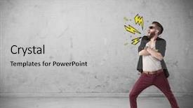  Presentation with silhouette illustration of heavy metal - Slide deck consisting of shouting heavily with drawn thunder background and a light gray colored foreground