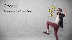  Presentation with silhouette illustration of heavy metal - PPT layouts featuring shouting heavily with drawn thunder background and a light gray colored foreground