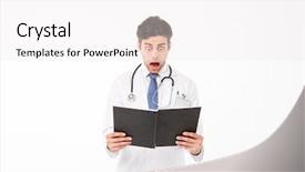  Presentation with new born doctor - PPT theme with shouting isolated over white background background and a white colored foreground