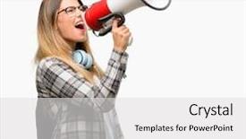  Presentation with young college student diagnosis of sti - Beautiful slide deck featuring shouting loud holding a megaphone backdrop and a light gray colored foreground