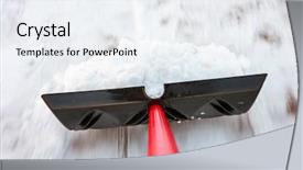  Presentation with motion - Amazing slide deck having cold weather work - motion blurred image shoveling snow backdrop and a  colored foreground