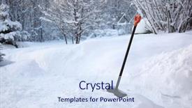  Presentation with snow shovel - Cool new slide deck with shovel in snow backdrop and a sky blue colored foreground