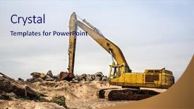  Presentation with stones and sand - PPT theme enhanced with shovel mashine work with sand background and a  colored foreground